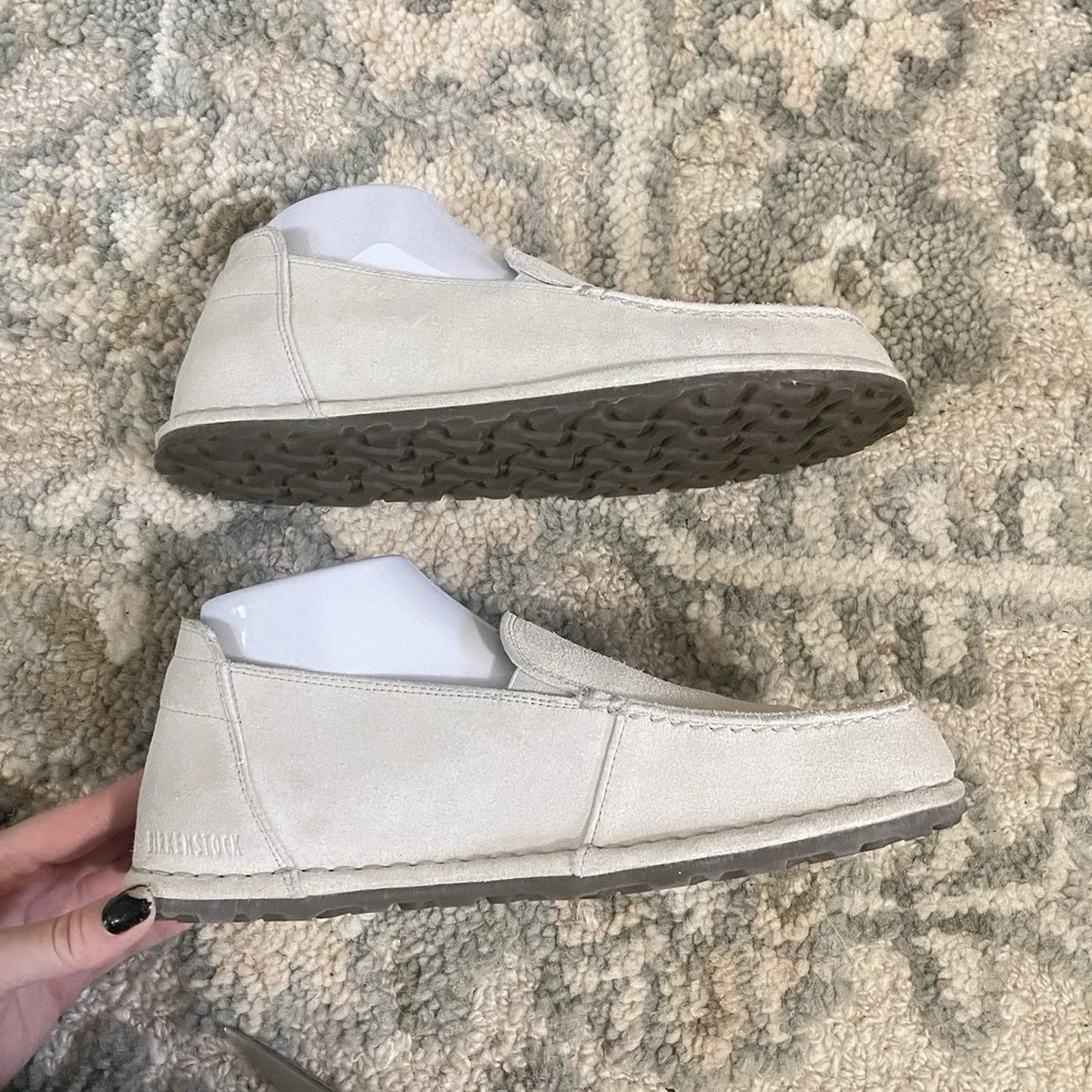 Birkenstock Utti Unisex EU 40 Slip On Loafer Suede Leather Moccasin Off White